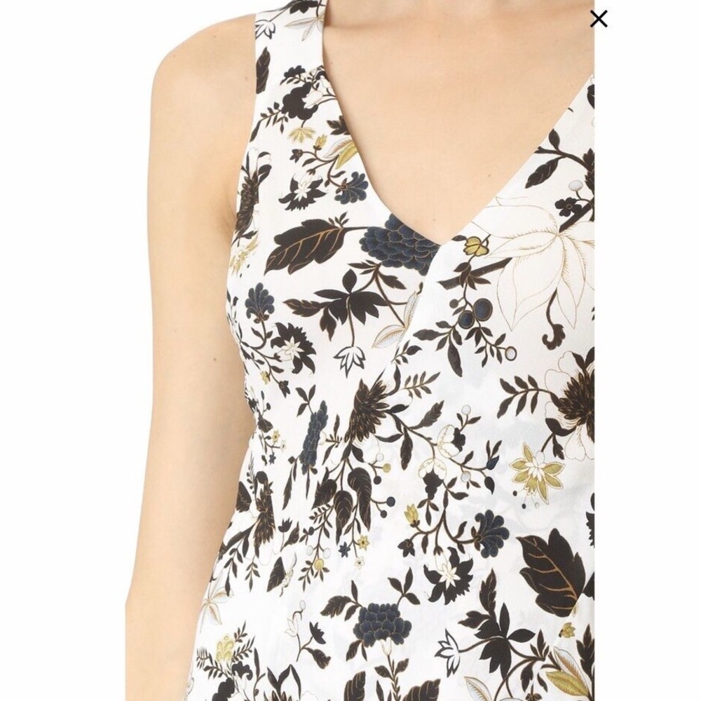 A.L.C. Women's Sleeveless 100% Silk Top Peplum Tank Blouse Floral White Size 0